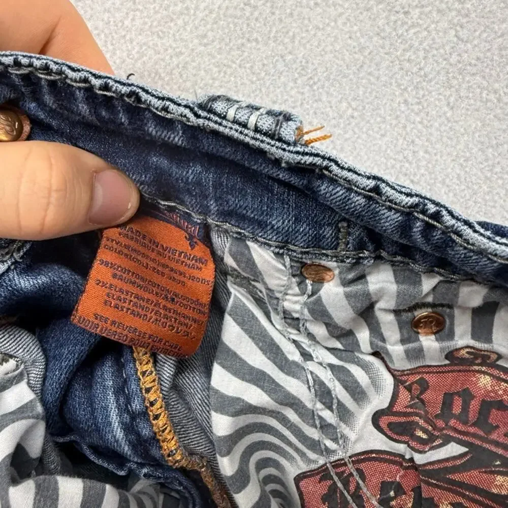 Rock Revival Jeans men's 34 Blue Zed Straight Whisker Distressed Faded Whisker